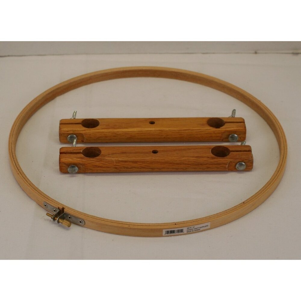 12" Wooden Embroidery Hoop Darice + 2 Pieces Cross Stitch Frame Parts Wood 8.5"